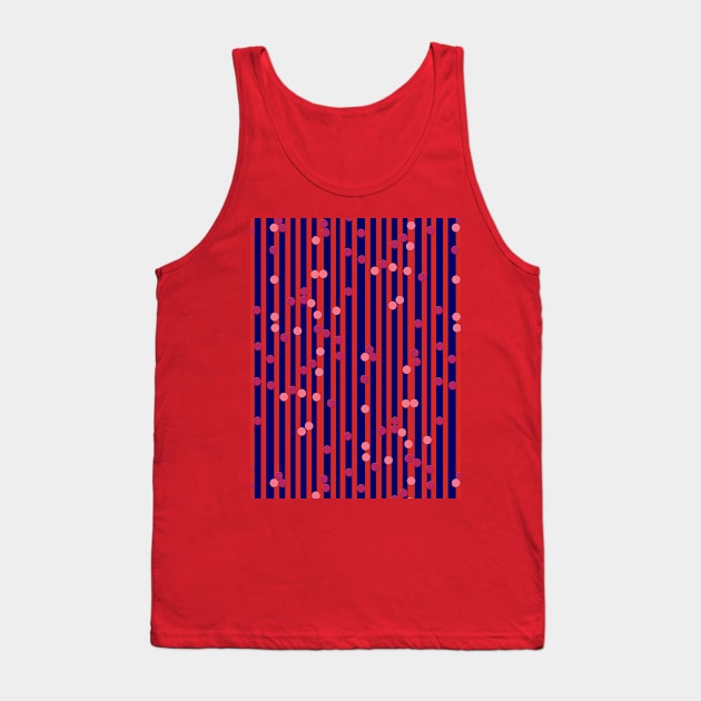 Stripes, Dots - Blue and Red Tank Top by MitaDreamDesign